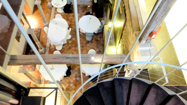 Overlooking the restaurant room at the Jeu de Paume