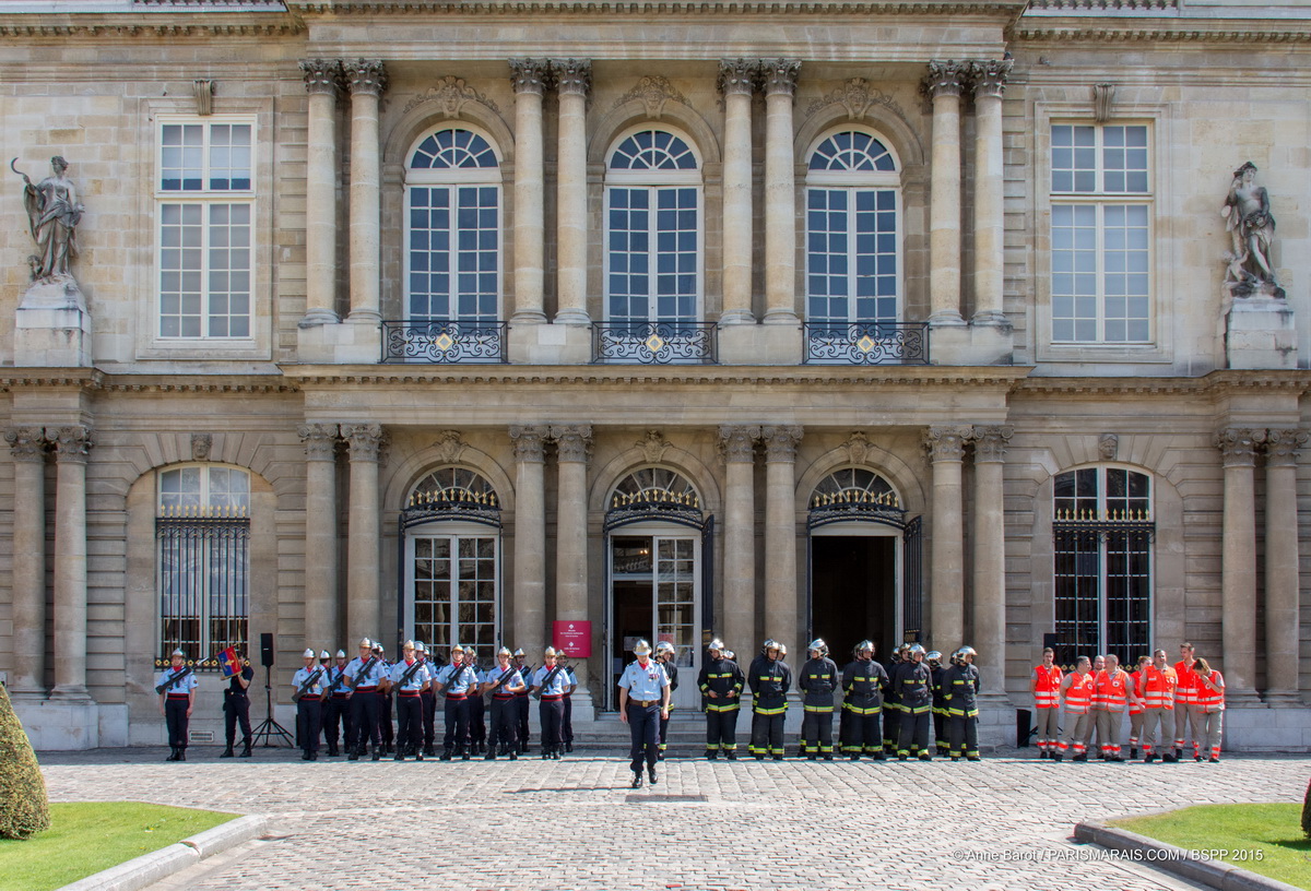 PARISIAN FIREMEN WELCOME YOU TO THE GREATEST OPEN-AIR DANCE FLOOR IN LE MARAIS