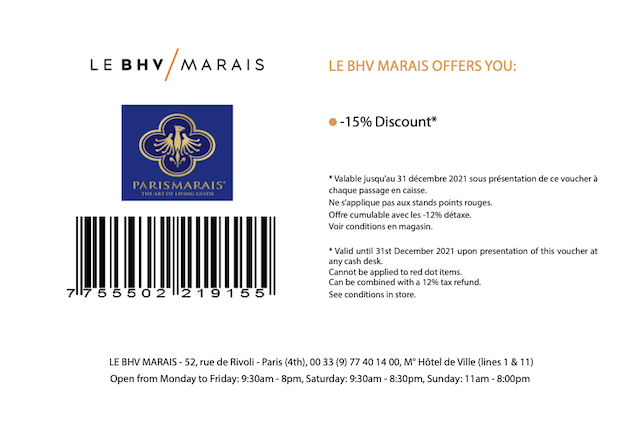 BHV MARAIS VOUCHER