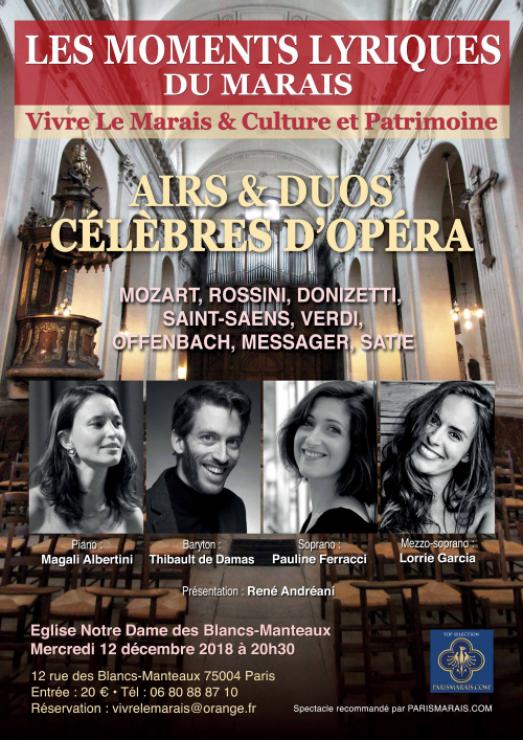 OPERA DANS LE MARAIS : 3ème édition des Moments Lyriques du Marais